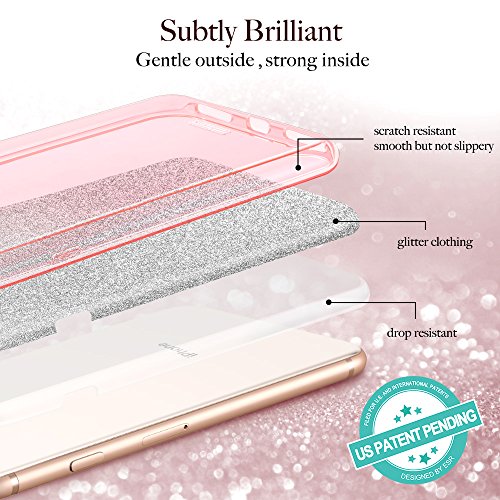 Funda iPhone 8   iPhone 7   Protecci  n a Bordes y C  mara  Compatible con Carga Inal  mbrica  ESR C  rcasa Blindada Brillante Suave TPU Exterior   Pl  stico Duro Interior para Apple iPhone 7  Nuevo iPhone 8 de 4 7  2017 -Oro Rosa