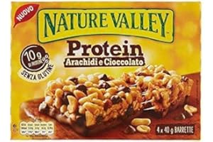 GENERICO Nature Valley® | Barretta Proteica Morbida con Arachidi e Cioccolato | Snack Ricoperto al Gusto di Cioccolato - 1 x 160 Gr (Tot 4 Barrette)