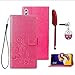 Produktbild Asus Zenfone 5Z ZS620KL Schutzhülle Flip Hülle Wallet Case Stoßdämpfend Glücksklee PU Ständer Etui Schale Bookstyle Tasche Ständer Magnetverschluß Karteneinschub Handyhülle Rose Rot