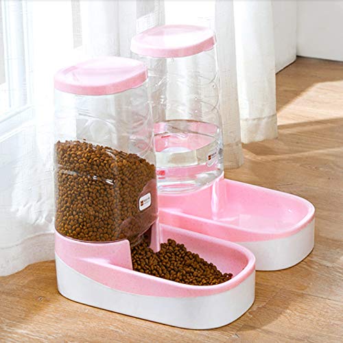 FENG Cat Bottle Water Not Mouth Ciotola per Animali Domestici Dispenser per Alimenti Umidi con Acqua Automatica Acqua Petshy Dog Kitten Puppy Double Bowl