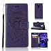 Produktbild 2× Flip Handy Schutzhülle für Huawei Mate20 lite, Stoßfest Weich PU Leder Damen Herren Karten Magnet Stand Halter Farbdruck Brieftasche Klappetui (Lila+Gold)