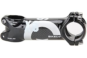 Bikeco Potence de vélo en fibre de carbone 3K brillant ultra léger pour guidon de VTT/vélo de route, 31,8 x 80/90/100/110 mm