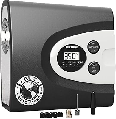 P.I. AUTO STORE Gonfleur de Pneus Digital Premium P.I. Auto Store - Compresseur à Air Auto Électrique 12V CC Portable. Pompe jusqu’à 150 Psi (10.3 Bar), avec Mallette de Transport