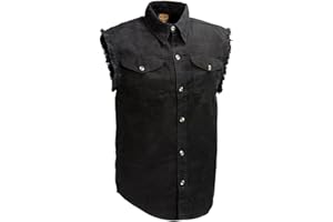 Milwaukee Leather DM1002 Men's Black Lightweight Sleeveless Denim Shirt - X-Large