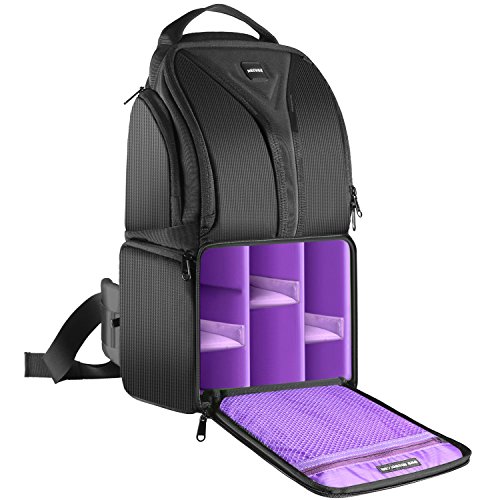 Neewer Mochila caso de cámara Sling 9.8x7.9x16.9 pulgadas impermeable ligero y Durable para DSLR y cámara sin espejo (Canon Nikon Sony Pentax Olympus Fujifilm Panasonic) color morado