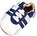 MiniFeet Soft Leather Baby Shoes, Blue Trainer 6-12 Months