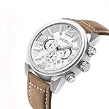 LLLS Herrenuhren, Sport Analogue Quartz Uhren Fashion Classic Casual Waterproof Men Uhren Comfortable Leder-Strap Chronograph