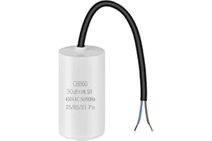 OFFCUP CBB60 Kondensator rozruchowy, 450v 30μF 50/60HZ Kondensator silnika, kondensatory mikrofarad z drutem do pompy basenowej klimatyzator silnika