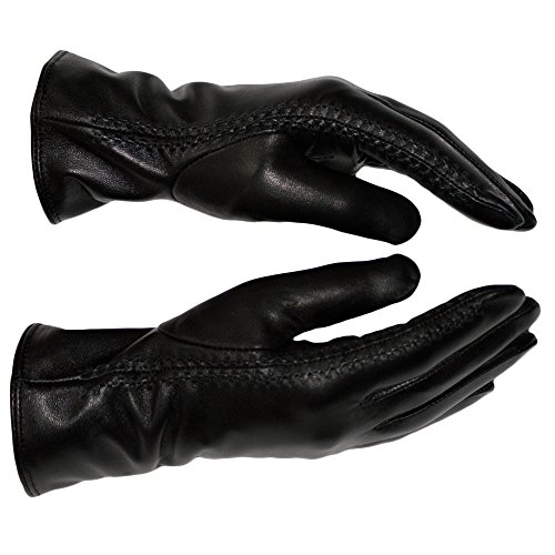 Preisvergleich Produktbild Dazoriginal Lederhandschuhe Handschuhe fur Damen leder weich Lederhandschuhe damen Lammfell Winter Warm Kaschmir-Futter Handschuhe Damen klassische Lederhandschuhe winterhandschuhe damen Gefütterte Damen-Lederhandschuhe Handschuhe echtes Leder Nappaleder lederhandschuhe schwarz Grob 8