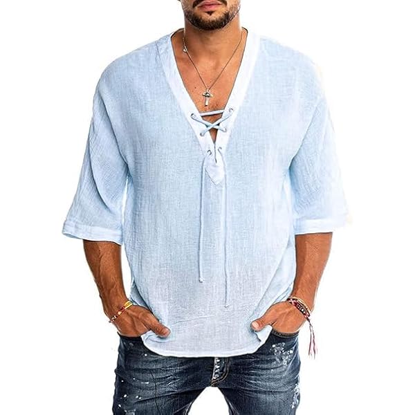 YAOHUOLE Heren Casual Katoen Linnen Shirt Button Down Lange Mouw Effen Kleur Hawaiiaanse Zomer Strand Shirt