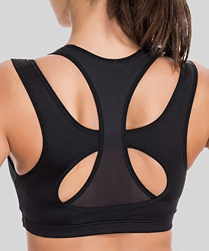 SYROKAN Damen Doppellagiger Sport BH – ohne Bügel,gepolsterte Cups,Racerback Top - 3