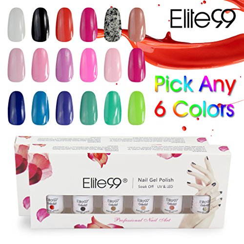 Elite99 Pick Any 6 Colours Soak Off Gel Nail Polish Top Base Coat 6pcs Manicure Gift Set