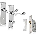 Victorian Scroll Bathroom Door Handles with Lock, Door Handle with Lock for Bathroom, Bathroom Door Lock & Handle Set, Victorian Scroll Door Handles + 64mm Bathroom Lock Set