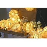 LED Solar Lampion Lichterkette 20er Partylichterkette Weihnachtslichterketten Weihnachtsbeleuchtung Deko für Innen Außen Balkon Garten Party Weihnachten Kugeln/Bälle Lampions 5.6m golden - 4