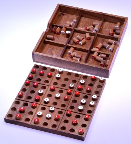 Sudoku – Steckspiel – Denkspiel – Knobelspiel – Geduldspiel – Brettspiel aus Holz mit Zahlen-Steckern - 3