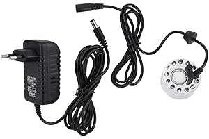 PSSOPP Silber Mister Maker Fogger Springbrunnen Aquarium Nebel Maker Licht 12 LED Ultraschall Nebel Nebel Maker Fogger Zerstäuber Luftbefeuchter für Springbrunnen Teich Indoor Outdoor(EU Plug)