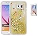 Produktbild Samsung Galaxy S6(2015) Hülle mit Schutzgolie,Ultra Slim Silikon Soft TPU Crystal Clear Paillette Bling Bling Case,Glitzer Wasserdicht Shockproof Anti Slip Stoßfest Protection Durchsichtig Handyhülle Bumper Thin Silicon Tasche für Samsung Galaxy S6(2015) 5.1Zoll-[gold#1]+Panzerglas/Schutzfolie/Displayschutzfolie
