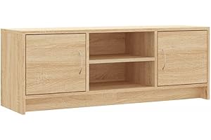 vidaXL Modern TV Cabinet, Sonoma Oak Finish, Wide Engineered Wood Media Unit with Doors and Compartments for Living Room & Bedroom