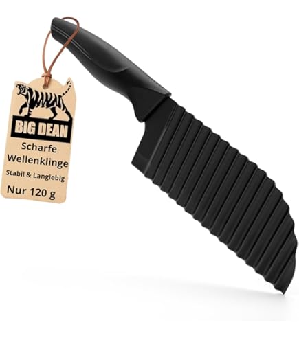 Joeji's Kitchen Spaander snijder en gekreukeld snij mes met Ergonomisch PVC Handvat 29 cm - Groente plakjes maker & Frietsnijder voor Moeiteloze Golvende Plakjes