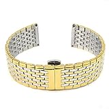 MapofBeauty Ersatz edelstahl Stahl Armbanduhr Metall Bande Mit drücken-Drucktaster Hidden Uhrenschlieen (20MM Gold&Silber)