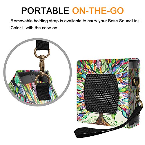 Fintie Bose SoundLink Colour I/II Bluetooth Lautsprecher Hülle Abdeckung – Hochwertiges Kunstleder Schutzhülle Tasche Case mit Abnehmbarem Band für Bose SoundLink Colour I/II Bluetooth Lautsprecher, Liebesbaum - 4