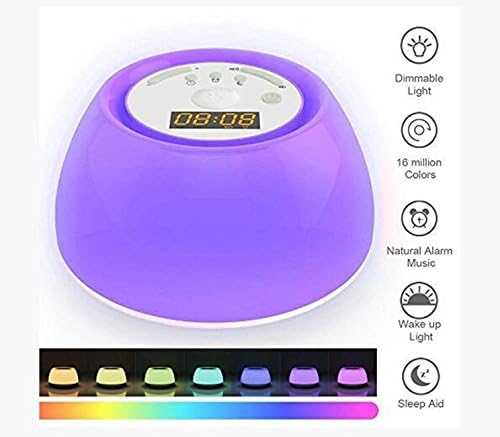 Veligoo Portable Smart Lamp Sleep Aid Night Light With Sunrise Simulation Alarm Clock Snooze Function 256 Colors Dimmable Bedside Lamp for Bedroom Living Room Baby Room