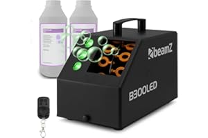 beamz B300LED DJ Bubble Machine with Wireless Remote Control, Compact Pro Bubble Machine with RGB LED Lights, Powerful Fan, Lightweight Design and 2L Bubble Machine Liquid Included