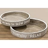 Dekotablett aus Beton grau SLOW DOWN