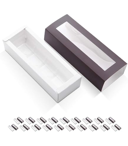 BAKIPACK 20-Pack Rose Gold Truffle Boxes With Plastic Trays & Clear Window Sleeves - Chocolate & Candy Gift Packaging