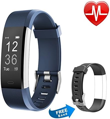 Fitness Tracker HR PROZE Band+ Activity Tracker Smart Watch with Heart Rate Monitor Pedometer IP67 Waterproof Sleep Tracker GPS Wearable Smart Bracelet for iOS &amp; Android Smartphones (Blue)