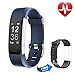 Price comparison product image Fitness Tracker Proze Band+ HR Activity Tracker Watch with Heart Rate Monitor Pedometer IP67 Waterproof Sleep Tracker GPS Wearable Smart Bracelet for iOS & Android Smartphones for Women Men Kids Electric Blue + Black Strap