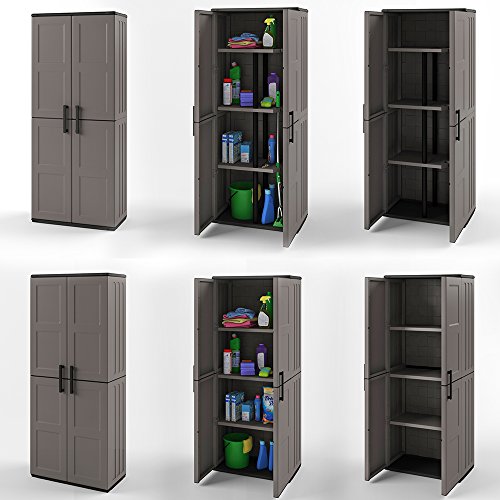 Kunststoffschrank Besenschrank 2er Set Putzmittel Schrank Kunststoff Grau - 3