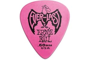 Ernie Ball Everlast - Púas para guitarra, 0,60 mm, 12 unidades, color rosa