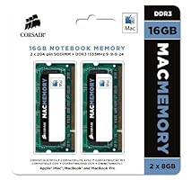 Corsair CMSA16GX3M2A1333C9 Apple Mac 16GB (2x8GB) DDR3 1333Mhz CL9 Apple Zertifiziert SO-DIMM Kit
