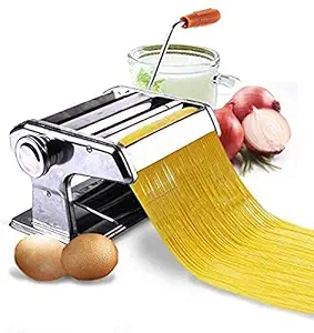 ALXIND Stainless Steel Pasta Noodle Maker Machine with Suction Base, Hand Crank and Clamp, 18x13x16 cm, Silver