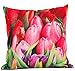 Produktbild Kissen Outdoor mit Photoprint Blumen Deko Wendekissen für Garten Camping Balkon oder Terasse 45x45 cm (knallige rote Tulpen)