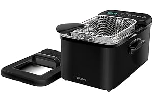 Cecotec Freidora de Aceite de 4,2 Litros Cleanfry Luxury 4000 Black. 3270 W, Acero Inoxidable Lacado en Negro, 5 Programas Preestablecidos, Filtro OilCleaner