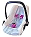 Produktbild ByBoom® - Universal Sommerbezug, Schonbezug aus 100% Baumwolle mit Streifen für Babyschale, Autositz, z.B. Maxi Cosi CabrioFix, City, Pebble; Designed in Germany, MADE IN EU, Farbe:Weiss/Streifen-Blau