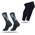 Mizaki Anti-Slip Football Socks and Leg sleeve Combo Pack for Men & Women - Football Grip Stockings with Rubber Pad Grip Technology with UV Protection Leg sleeve