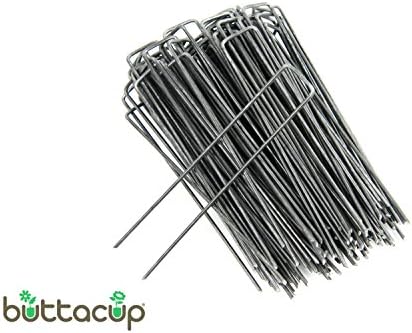 Buttacup 100x U-Shaped Pegs, 6" / 150mm U Pin, for Securing Weed Barrier Fabric / Netting / Tarpaulin / Ground Sheet / Fleece (Pack of 100)