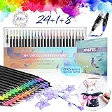 CREE HERMOSOS EFECTOS DE LA ACUARELA con estos bolígrafos de pincel genuinamente versátiles con "Puntas de pincel de nylon real" que también le permitirán fusionar creaciones de color, degradados, efectos de sombreado o simplemente capas para experimentar un resultado intenso y colorido.