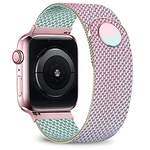 jwacct Compatible para Apple Watch Band 38 mm 40 mm 42 mm 44 mm, Ajustable Malla de Acero Inoxidable Pulsera Sport Loop para iWatch Series 4 3 2 1, 38mm/40mm, Arcoiris (Rainbow)