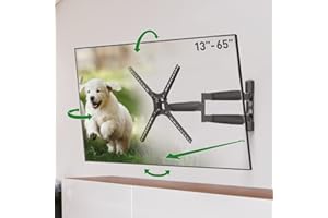 Barkan Uchwyt ścienny do telewizora o długości 53,5 cm, wychylny/pochylny/pełny ruch, wytrzymuje do 36 kg, bardzo długi wysuw, do LED OLED LCD, maks. VESA 400 x 400