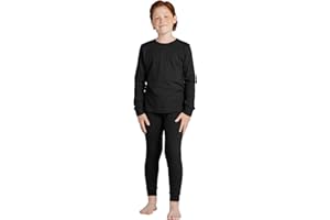 LAPASA Jungen Thermounterwäsche Set 100% Baumwolle - warmes Unterwäsche Set für Kinder, Pyjamaset - Leggings Langarmshirt (Thermoflux B10)