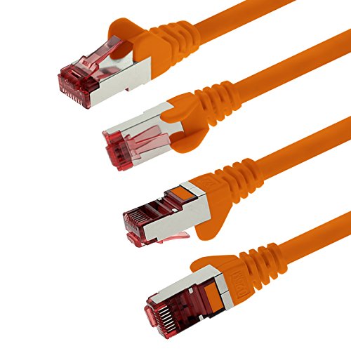 1aTTack CAT6 PIMF SSTP Netzwerkkabel mit 2 x RJ45 Connector Set doppelt geschirmt 5 er Pack orange – 5 Stück 1,0 Meter - 4