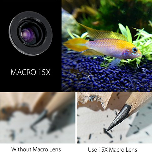 Lenti Cellulari per iPhone Samsung e Smartphone, 3 in 1 Lenti Smartphone Universale Clip-On Lente Fisheye 198 Gradi + 0.63X Grandangolo Lente Super + Lente Macro 15X Obiettivi Smartphone Cellulare Kit