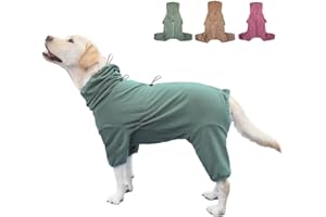 KOOGAL Pet Pajamas for Adult Dogs, Extra Large Stretch Jumpsuit - Four-Legged Dog Clothes (Green, 6XL)
