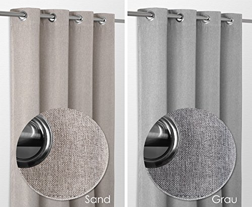Rita blackout Ösenvorhang, Gardine mit Ösen 140×245 cm, Ösenschal Farbe wählbar (Grau) - 3