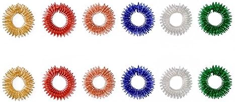 Yolito 12pcs Spiky Sensory Finger Acupressure Ring Set for Children,Youth,Adults Sensory Toys/Hand Fidget Ring