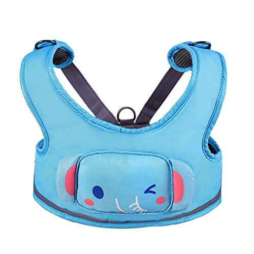 BTSKY 3 in 1 Baby Toddler Cartoon Animal Walking Safety Harness Portable High Chair Cart Safety Strap Learning Assistant Belt Shopping Cart Safety Strap (blue)